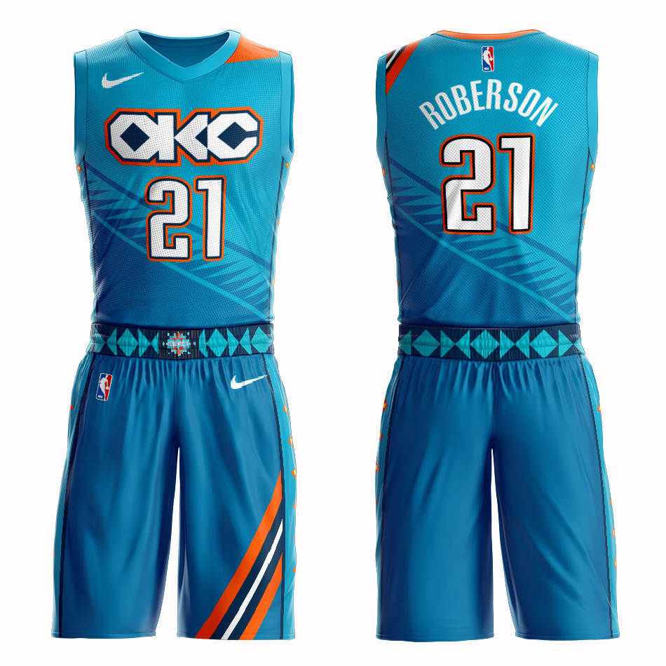 Customized Men Oklahoma City Thunder 21 Roberson blue NBA Nike jersey